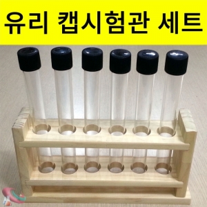유리캡시험관 스크류마개 세트 나무시험관대 포함KSCI-8239 유리 캡시험관 나무 시험관대 세트 실험/전시/촬영용 과학교구. 집콕 만들기키트 과학교구